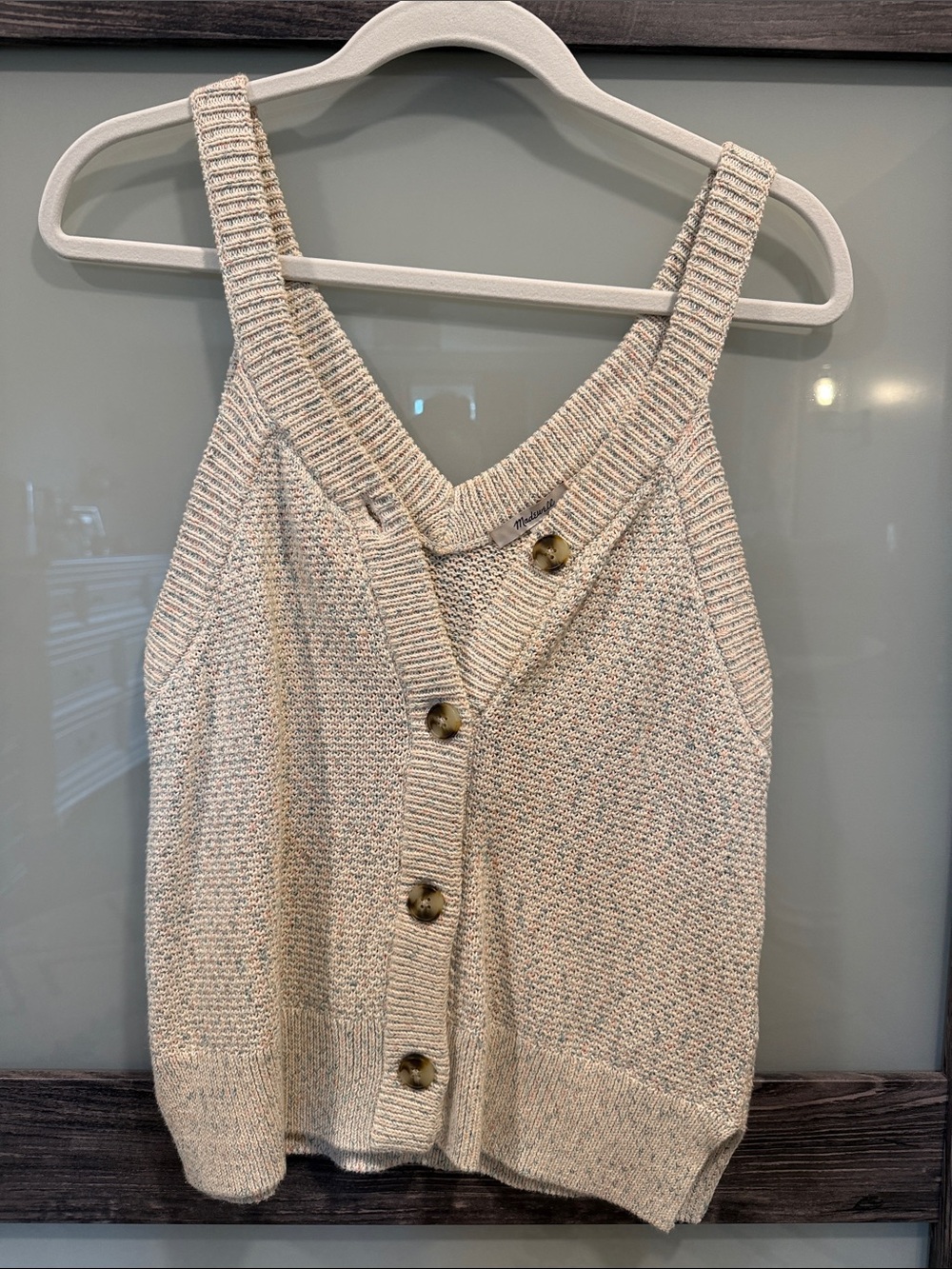 Madewell Sleeveless Button-Front Knit Tank Top - Cream